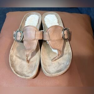 UGG Brown Leather Buckle Sandals